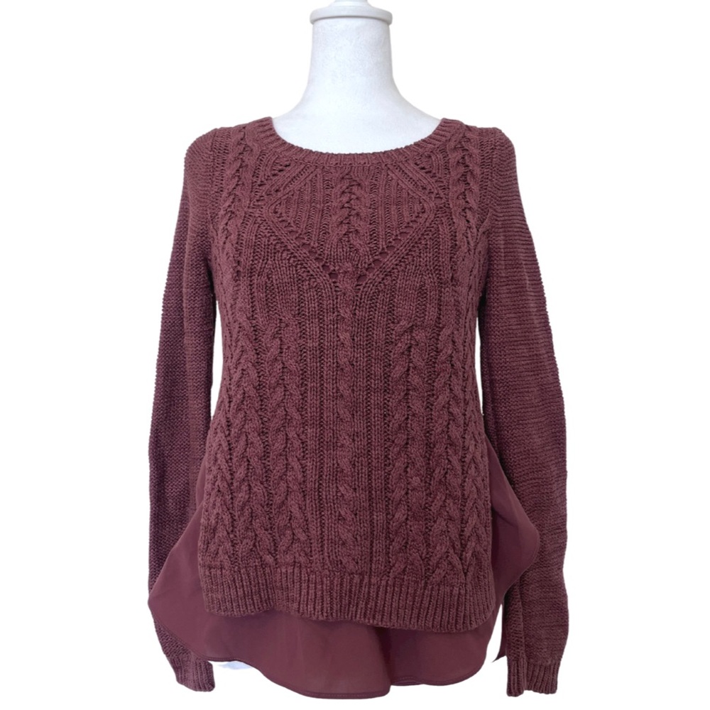 Moth Cable Knit Sweater in Burgundy
